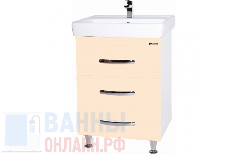 Тумба с раковиной Bellezza Рокко 70 бежевая напольная 3 ящика