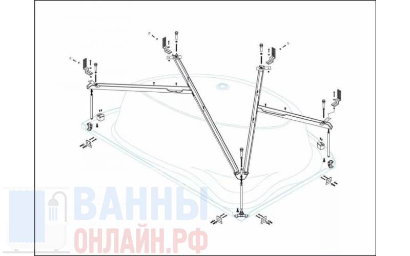 Металлический каркас для акриловой ванны Cezares TEBE-MF-R