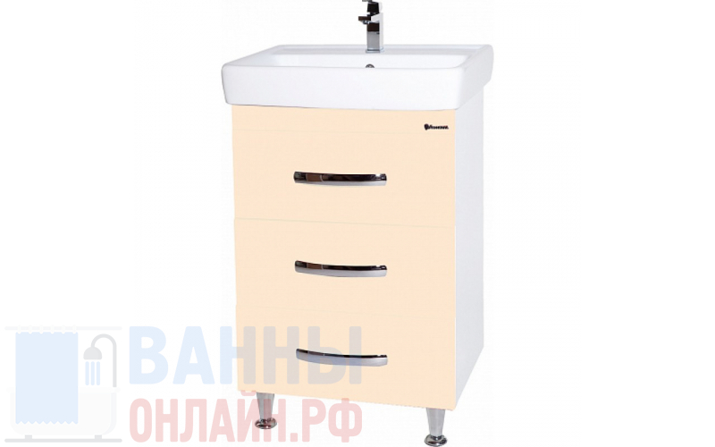 Тумба с раковиной Bellezza Рокко 50 бежевая напольная 3 ящика
