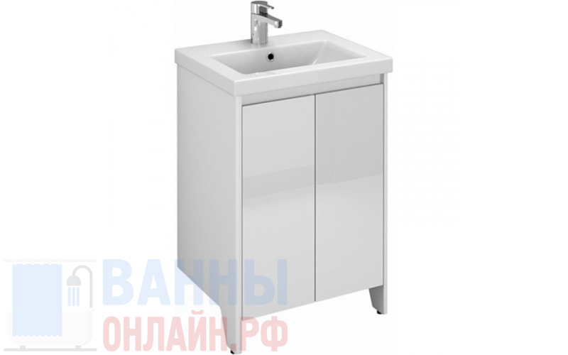 Тумба с раковиной Velvex Klaufs 50.2D белая, напольная