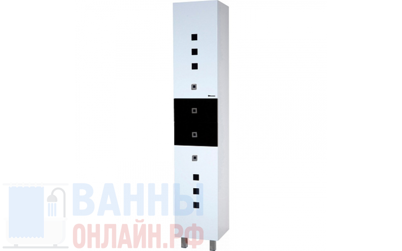 Шкаф-пенал Bellezza Натали 35 с бельевой корзиной L белый с черным