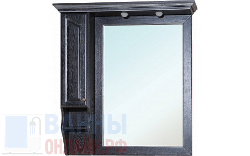 Зеркало-шкаф Bellezza Рим 110 L черное патина серебро