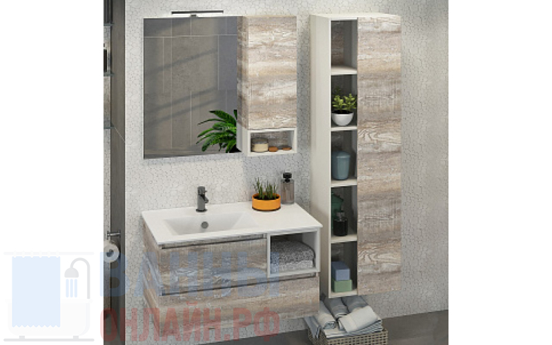 Мебель для ванной Comforty Турин 90 L дуб бежевый