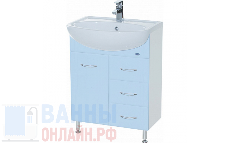 Тумба с раковиной Bellezza Уют 60 3 ящика голубая