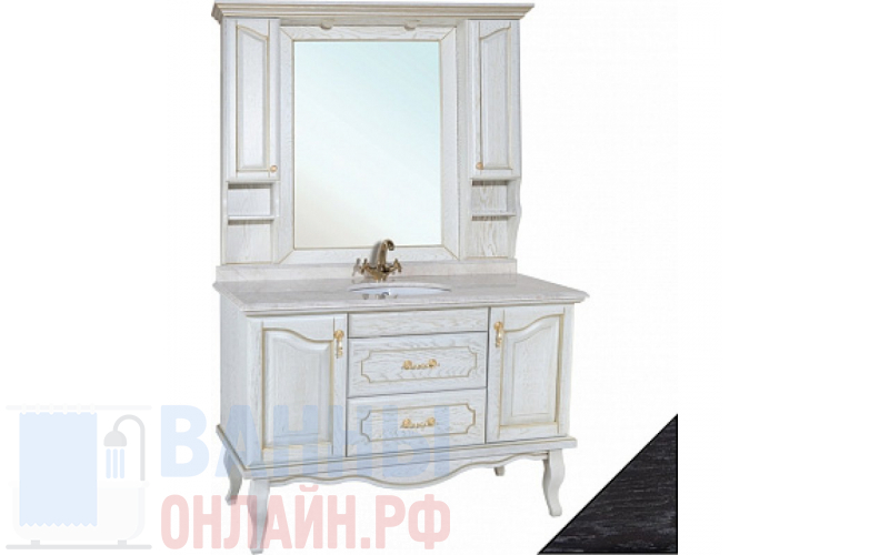 Мебель для ванной Bellezza Рим 120 черная патина серебро