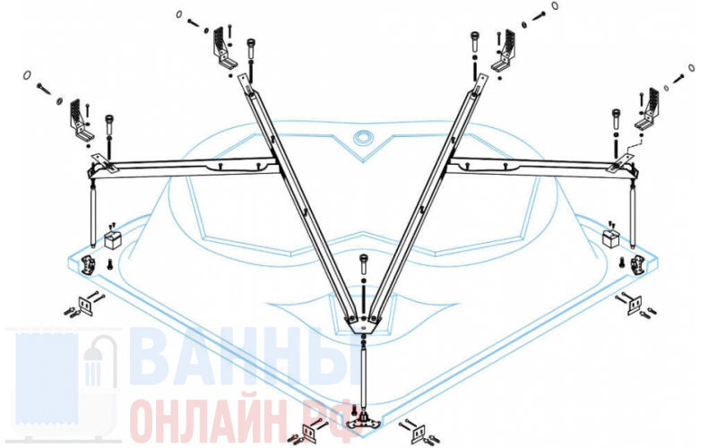 Металлический каркас для акриловой ванны Cezares CETINA-140-MF
