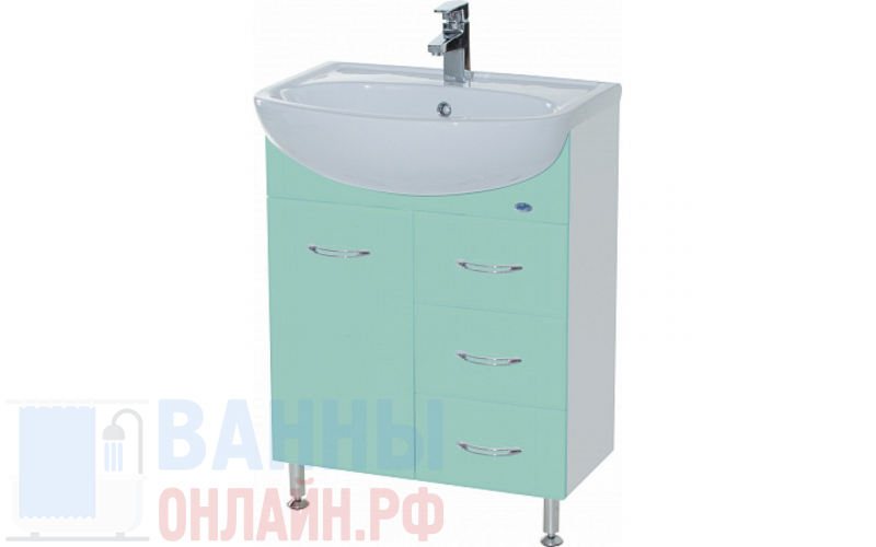 Тумба с раковиной Bellezza Уют 60 3 ящика салатовая