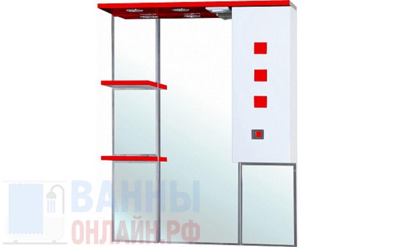 Зеркало-шкаф Bellezza Натали 80 R белый с красным