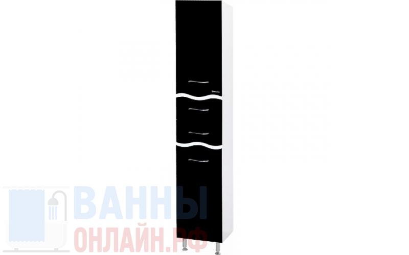 Шкаф-пенал Bellezza Мари Волна 35 L белый/черный с бельевой корзиной