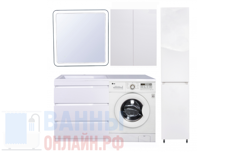Тумба напольная "Даллас 130", 3 ящ., Люкс белая, PLUS