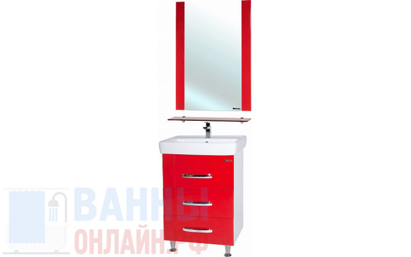 Мебель для ванной Bellezza Рокко 60 красная напольная 3 ящика