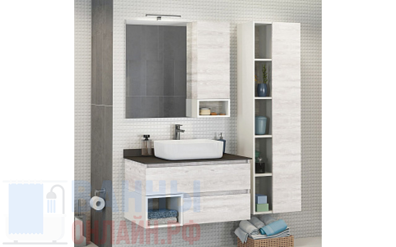 Мебель для ванной Comforty Прага 90 дуб белый
