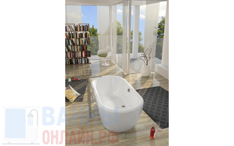 Акриловая ванна Riho Dua 180x86 с белой глянцевой панелью без гидромассажа BD0100500000000