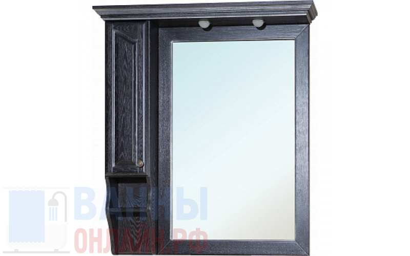 Зеркало-шкаф Bellezza Рим 100 L черное патина серебро