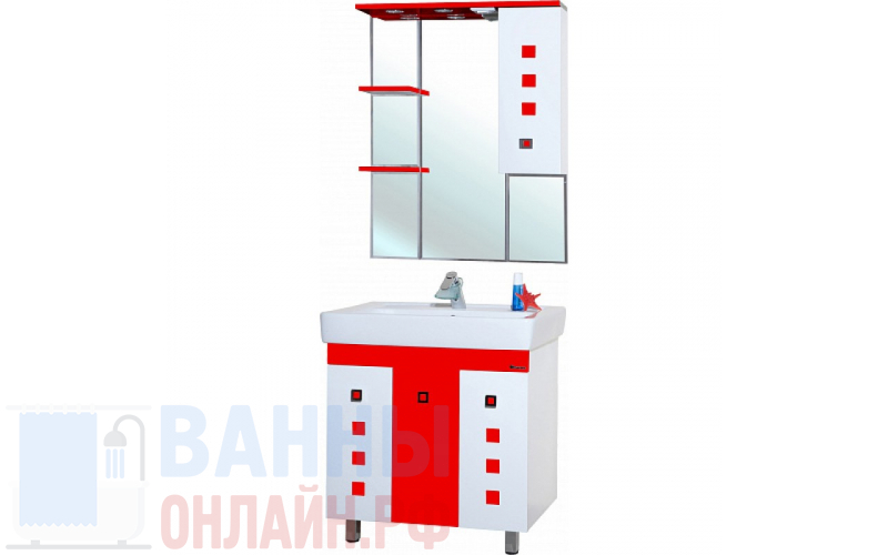 Мебель для ванной Bellezza Натали 80 белая с красным