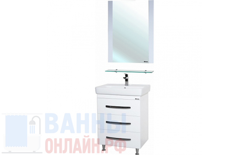 Мебель для ванной Bellezza Рокко 60 белая напольная 3 ящика