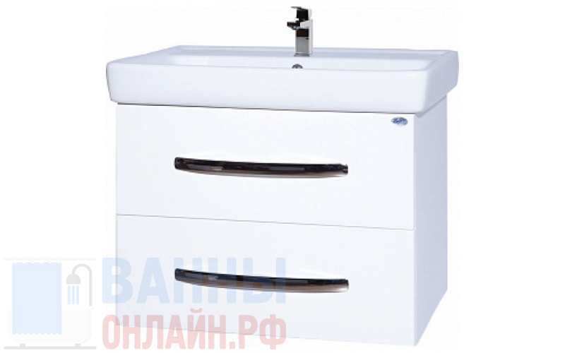 Тумба с раковиной Bellezza Рокко 70 подвесная белая 2 ящика