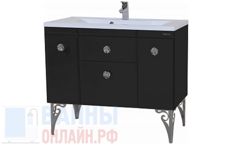 Тумба с раковиной Bellezza Луссо 100 черная