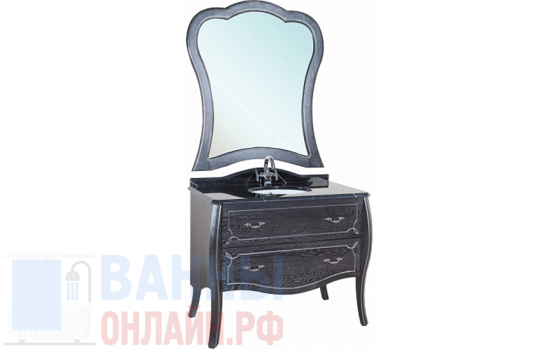 Мебель для ванной Bellezza Грация Люкс 90 черная патина серебро