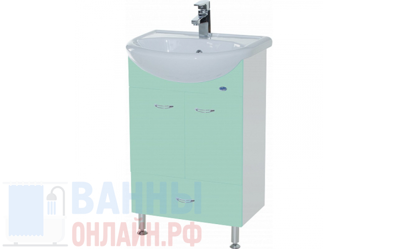 Тумба с раковиной Bellezza Уют 60 с нижним ящиком салатовая