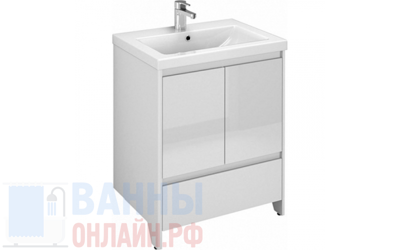 Тумба с раковиной Velvex Klaufs 60.2D.1Y белая, напольная