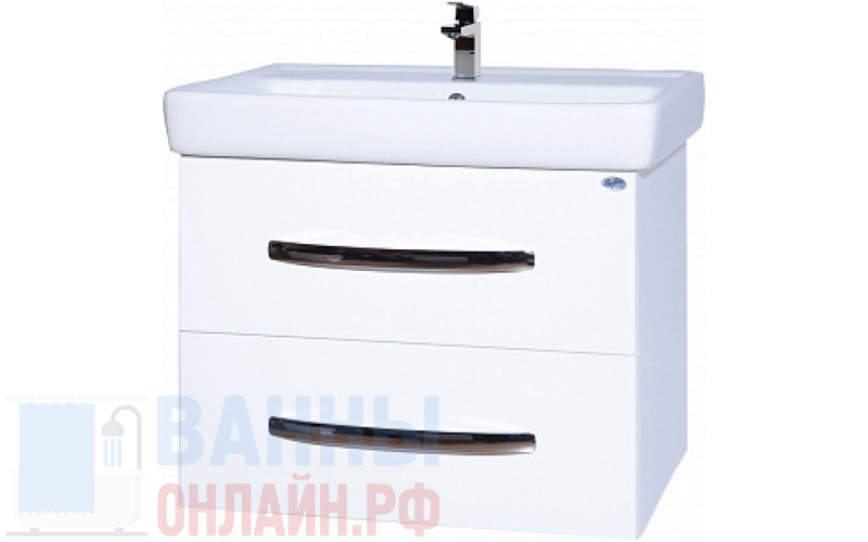 Тумба с раковиной Bellezza Рокко 60 подвесная белая 2 ящика