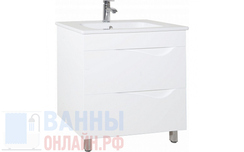 Тумба с раковиной Bellezza Эйфория 80 белая 2 ящика