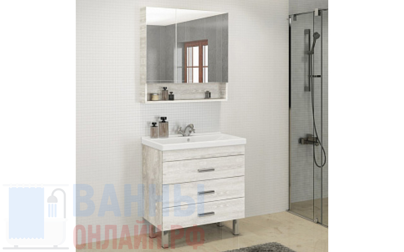 Мебель для ванной Comforty Никосия 80Н дуб белый