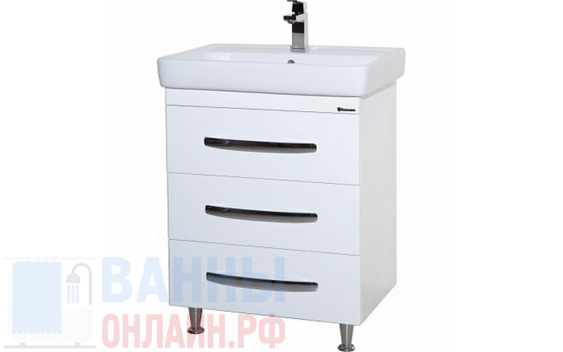 Тумба с раковиной Bellezza Рокко 50 белая напольная 3 ящика