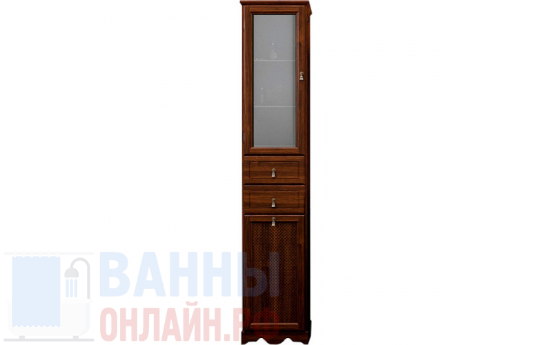 Шкаф-пенал Opadiris Тибет 40 L нагал, матовое стекло, с бельевой корзиной