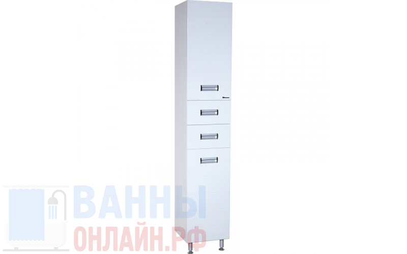 Шкаф-пенал Bellezza Сиена 35 R белый с бельевой корзиной