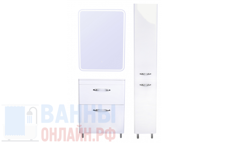 Тумба напольная "Каре 60" (2 ящ.) Люкс белая, PLUS