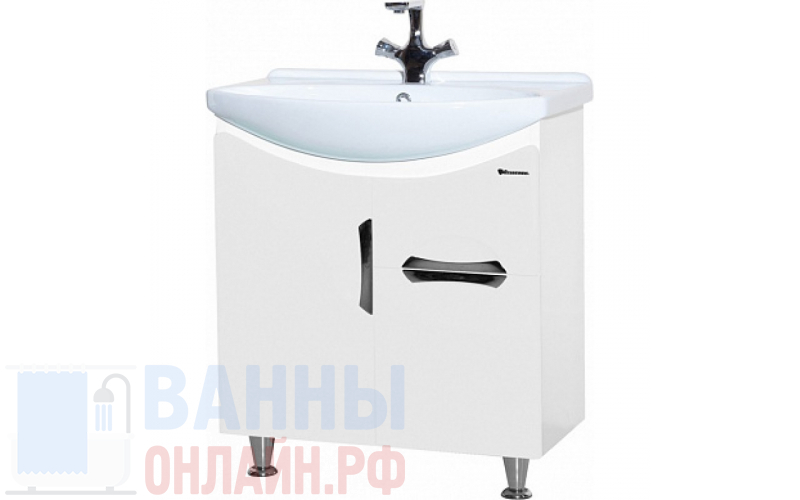 Тумба с раковиной Bellezza Лагуна 65 с ящиком, белая