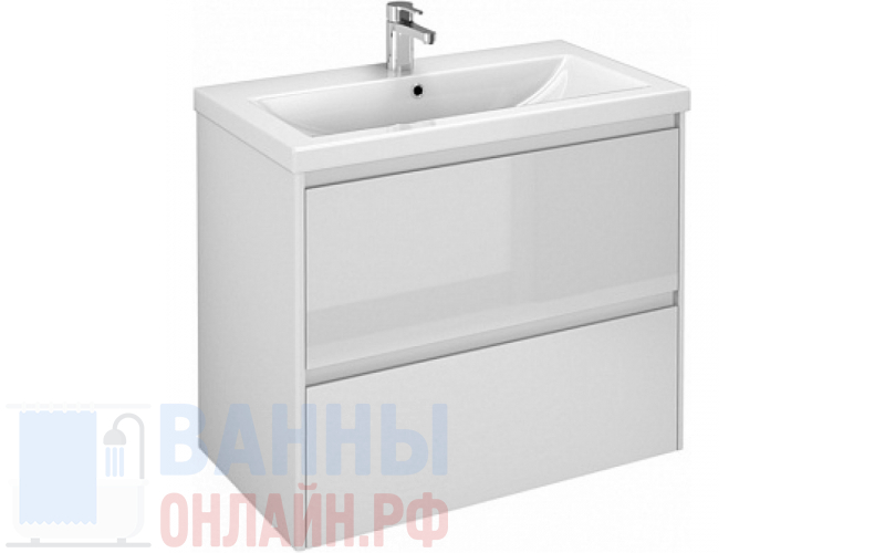 Тумба с раковиной Velvex Klaufs 80.2Y белая, подвесная