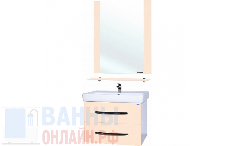 Мебель для ванной Bellezza Рокко 80 подвесная бежевая 2 ящика