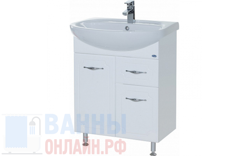 Тумба с раковиной Bellezza Стелла 65 1 ящик белая