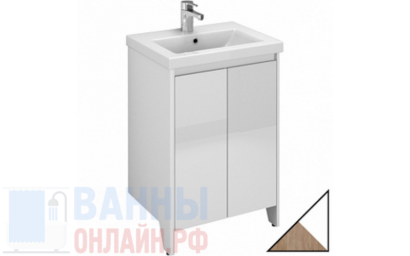 Тумба с раковиной Velvex Klaufs 50.2D белая, шатанэ, напольная
