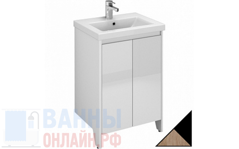 Тумба с раковиной Velvex Klaufs 50.2D черная, шатанэ, напольная