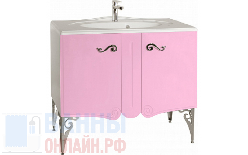 Тумба с раковиной Bellezza Эстель 90 розовая