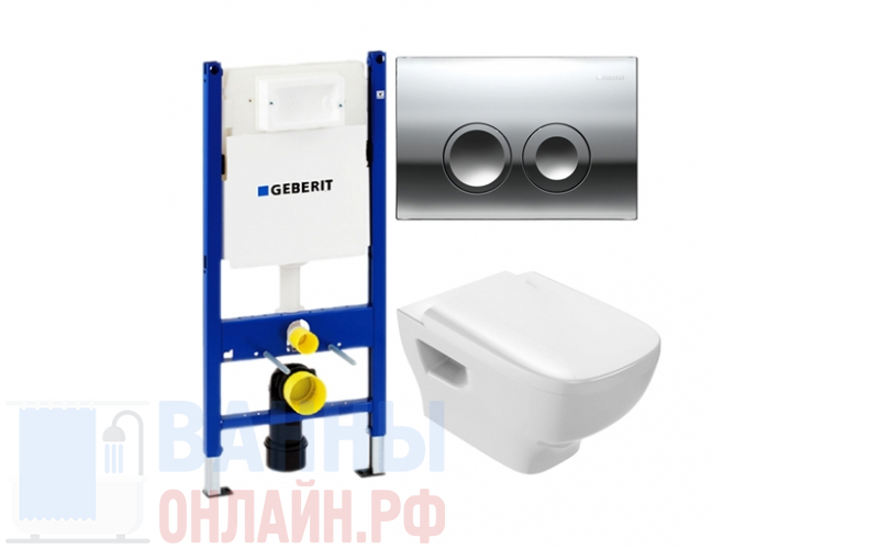 Комплект: Унитаз Jacob Delafon Struktura EDE102-00 безободковый с крышкой + Инсталяция Geberit Duofix Delta 458.124.21.1