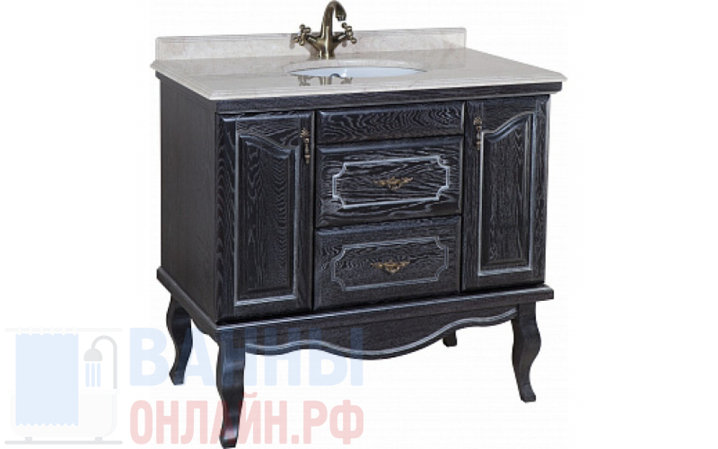 Тумба с раковиной Bellezza Рим 100 черная патина серебро