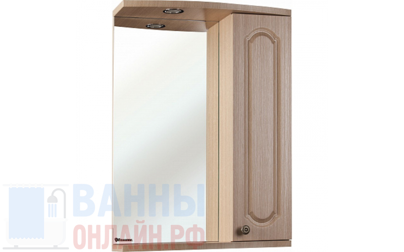 Зеркало-шкаф Bellezza Камелия 55 R светлый лен
