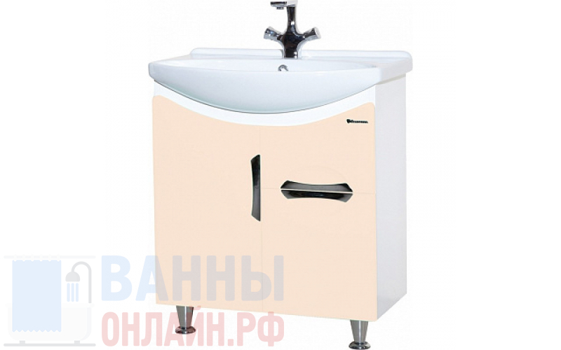 Тумба с раковиной Bellezza Лагуна 65 с ящиком, бежевая