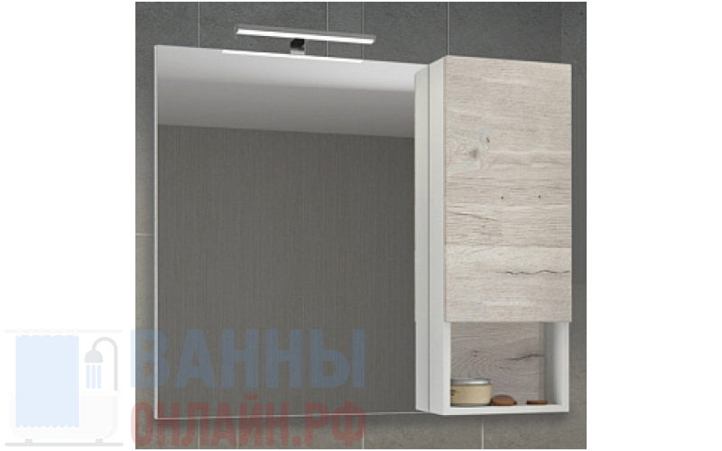 Зеркало-шкаф Comforty Ганновер 90 дуб дымчатый