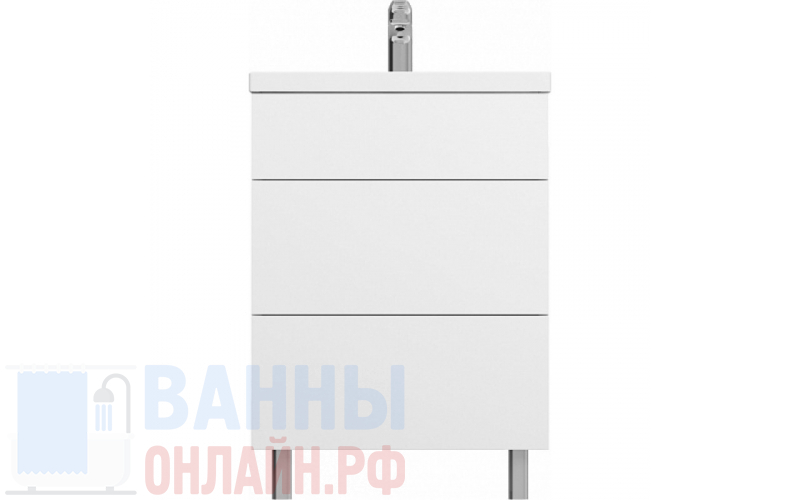 Тумба с раковиной Am.Pm Gem 60 белый глянец, напольная, с 2 ящиками