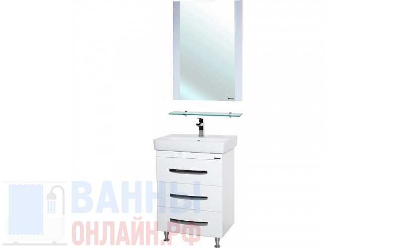 Мебель для ванной Bellezza Рокко 50 белая напольная 3 ящика