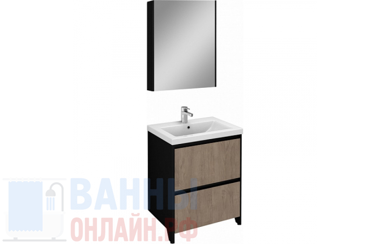 Мебель для ванной Velvex Klaufs 60.2Y черная, шатанэ, напольная