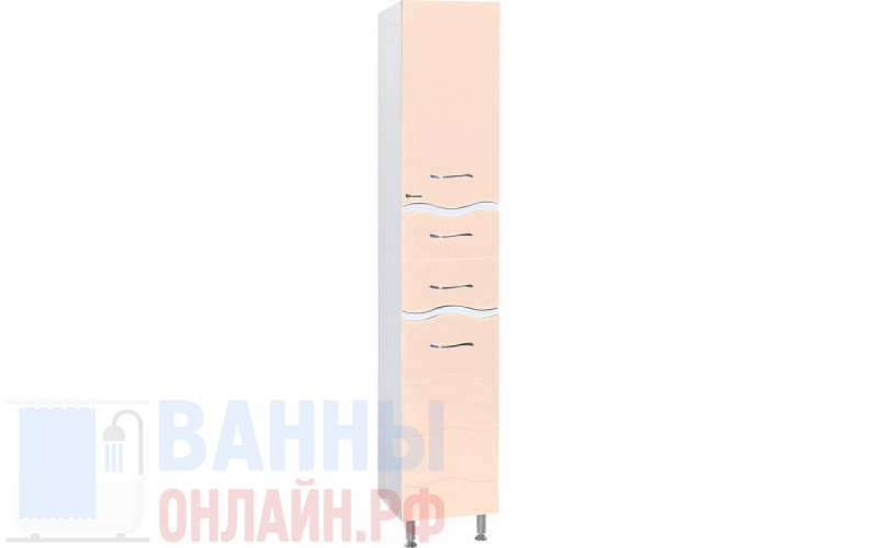 Шкаф-пенал Bellezza Мари Волна 35 R белый/бежевый с бельевой корзиной