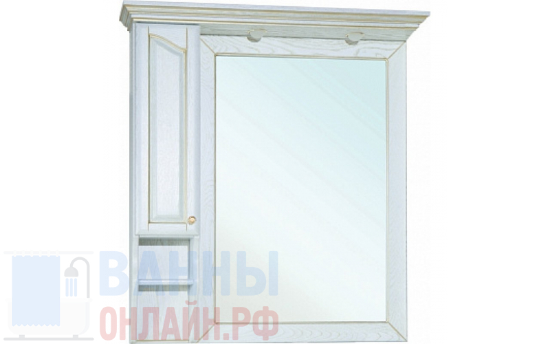 Зеркало-шкаф Bellezza Рим 110 L белое патина золото