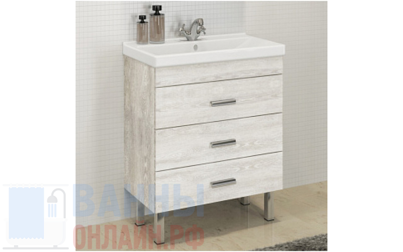 Тумба с раковиной Comforty Никосия 60Н дуб белый